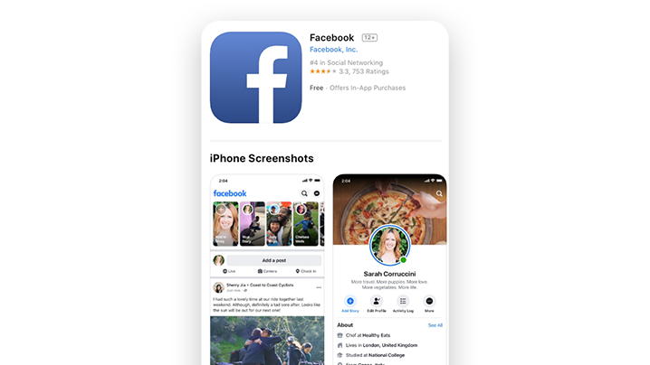Aplicação do Facebook para iPhone