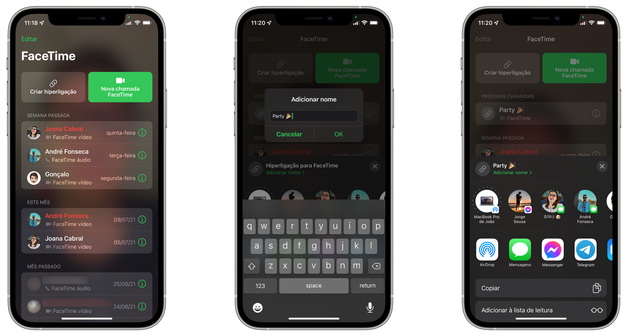 Criar uma chamada FaceTime com utiizadores Android, Windows ou Linux no iOS 15