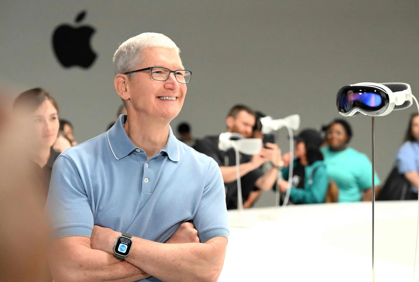 Tim Cook na apresentação recente do Apple Vision Pro na WWDC 2023