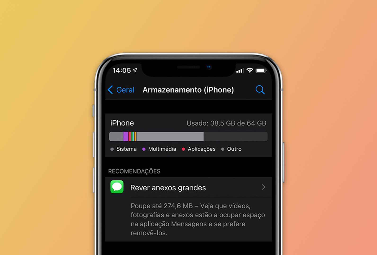 Como limpar a categoria ”Outro" do armazenamento teu iPhone