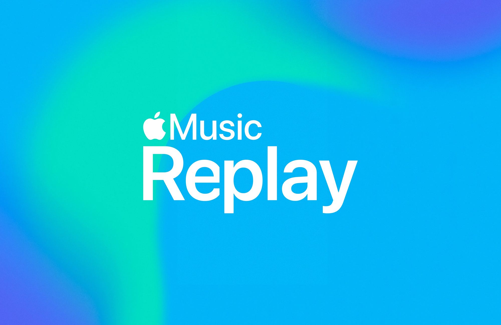 Logo do Apple Music Replay, com a maçã trincada junto a "Music" e, abaixo, a palavra "Replay".